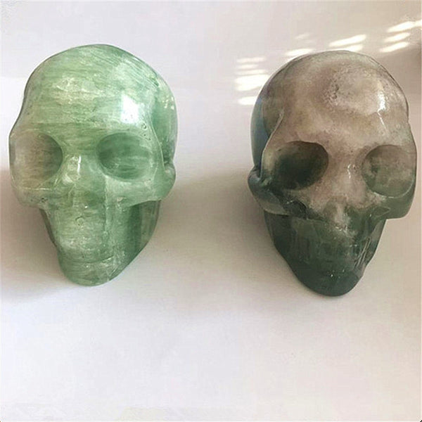 Green Purple Fluorite Crystal Skulls-ToShay.org