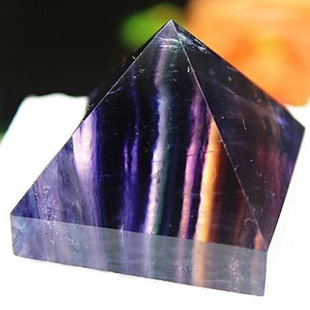 Purple Stripe Fluorite Crystal Pyramid-ToShay.org