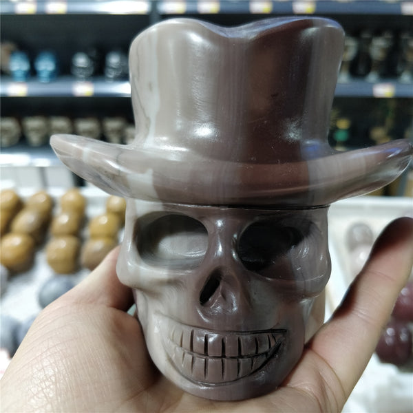 Grey Rock Jade Hat Skull-ToShay.org