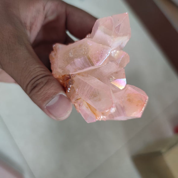 Pink Flame Aura Crystal Cluster-ToShay.org