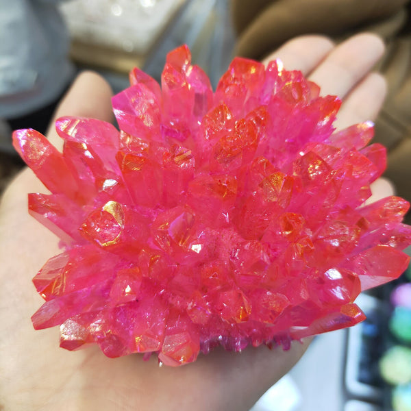 Red Aura Quartz Crystal Cluster-ToShay.org