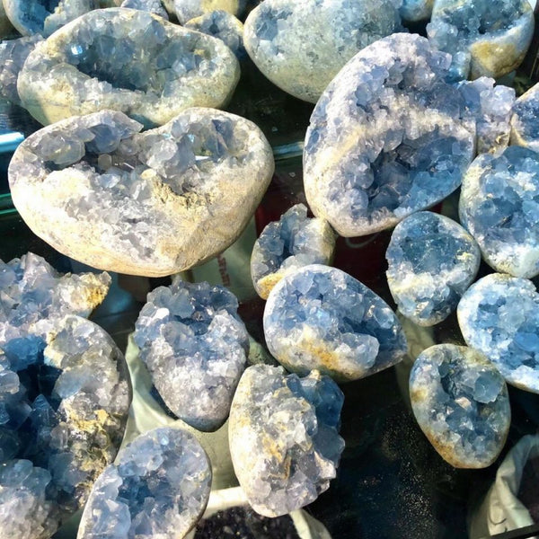 Blue Celestite Geode Quartz Clusters-ToShay.org