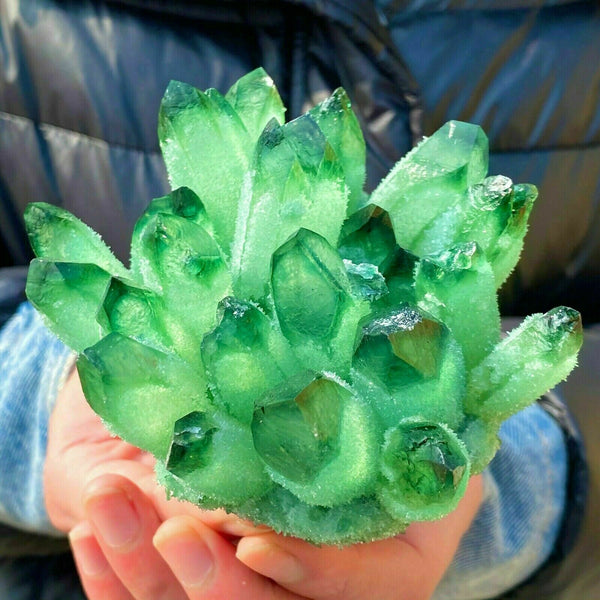 Green Quartz Crystal Cluster-ToShay.org