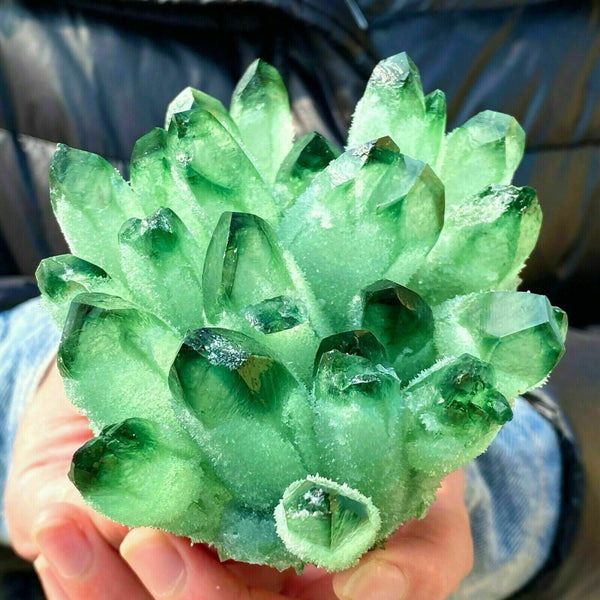 Green Quartz Crystal Cluster-ToShay.org