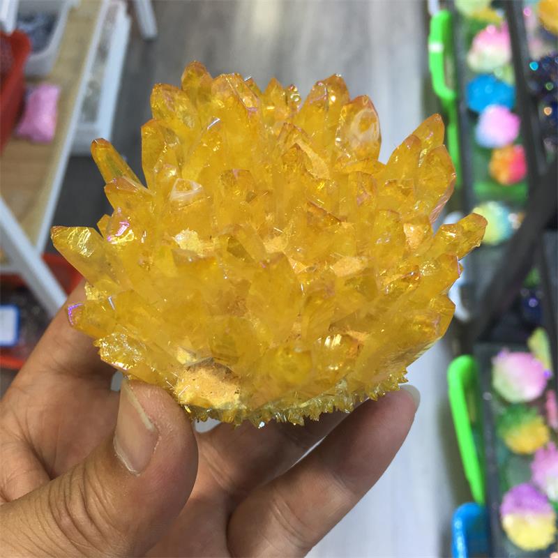 Yellow Angel Aura Crystal Cluster-ToShay.org