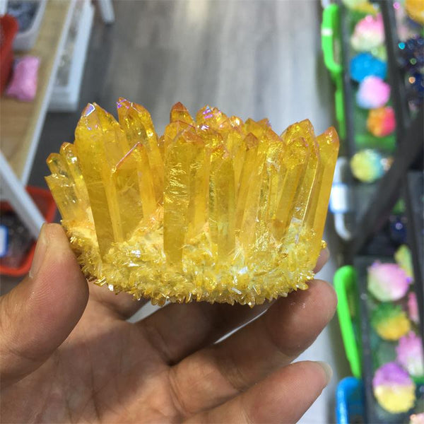 Yellow Angel Aura Crystal Cluster-ToShay.org
