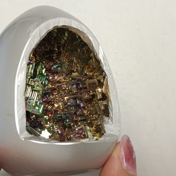 Silver Bismuth Crystal Geode Egg-ToShay.org