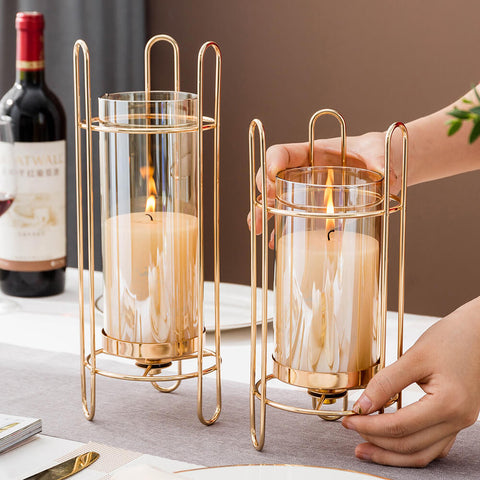 Gold Glass Candle Holder-ToShay.org