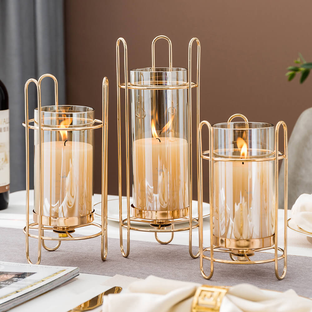 Gold Glass Candle Holder-ToShay.org
