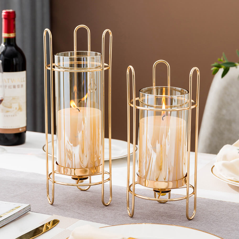 Gold Glass Candle Holder-ToShay.org