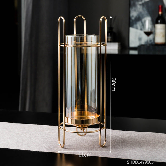 Gold Glass Candle Holder-ToShay.org
