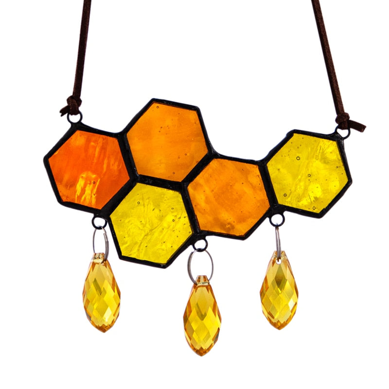 Honeycomb Stained Glass Pendant-ToShay.org