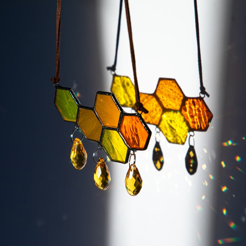 Honeycomb Stained Glass Pendant-ToShay.org