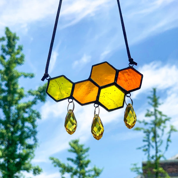 Honeycomb Stained Glass Pendant-ToShay.org