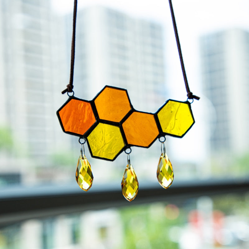 Honeycomb Stained Glass Pendant-ToShay.org