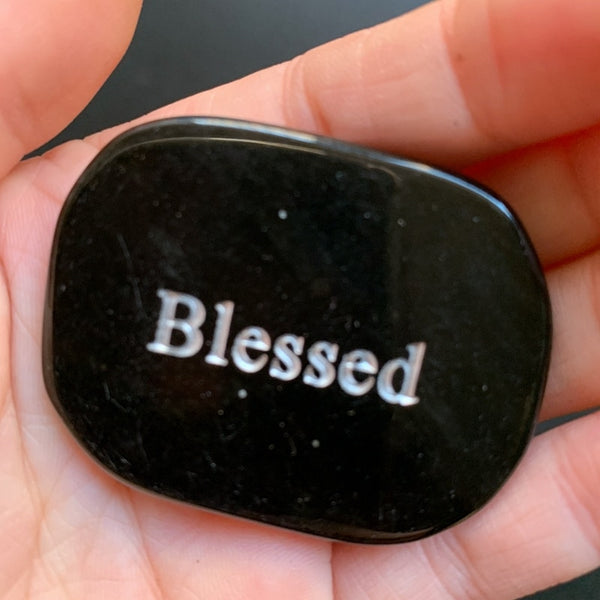 Black Obsidian Blessed Palm Stones-ToShay.org