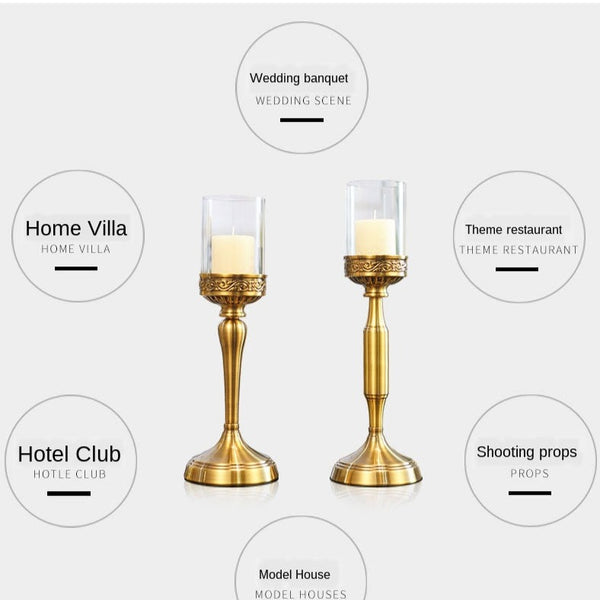 Gold Glass Candle Stand-ToShay.org