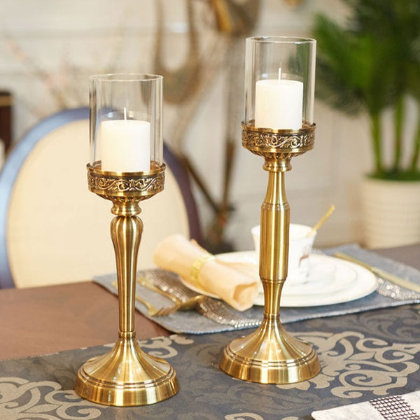 Gold Glass Candle Stand-ToShay.org