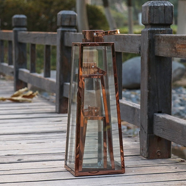 Bronze Glass Candle Lantern-ToShay.org