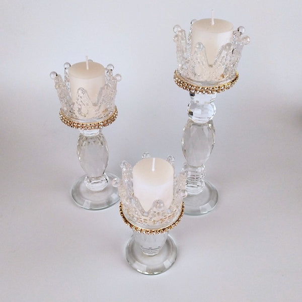 Clear Crystal Crown Candle Holder-ToShay.org