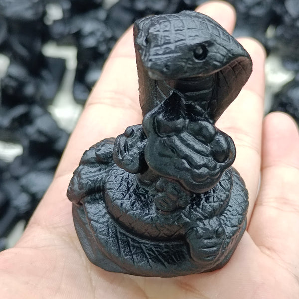 Black Obsidian Cobra Statue-ToShay.org
