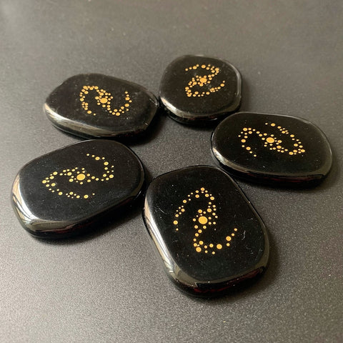 Black Obsidian Galaxy Palm Stones-ToShay.org