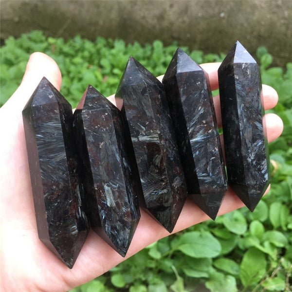 Black Asthophyllite Double Points-ToShay.org