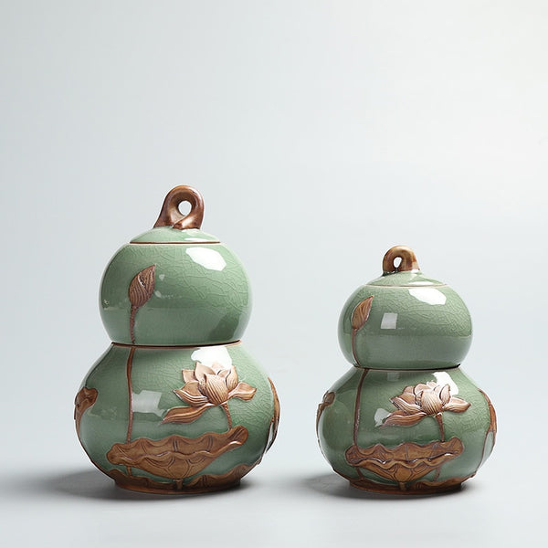 Crackle Glazed Ceramic Tea Caddy-ToShay.org