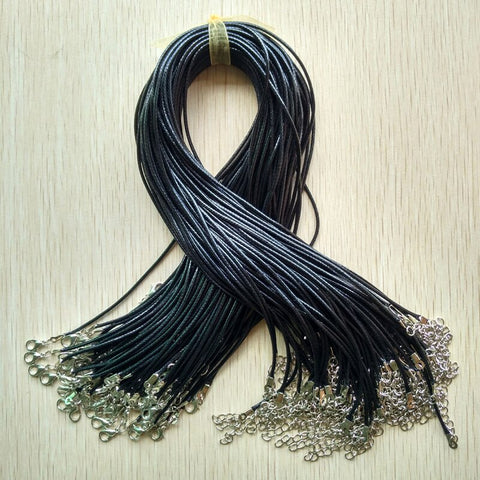 Black Wax Leather Cord Necklaces-ToShay.org