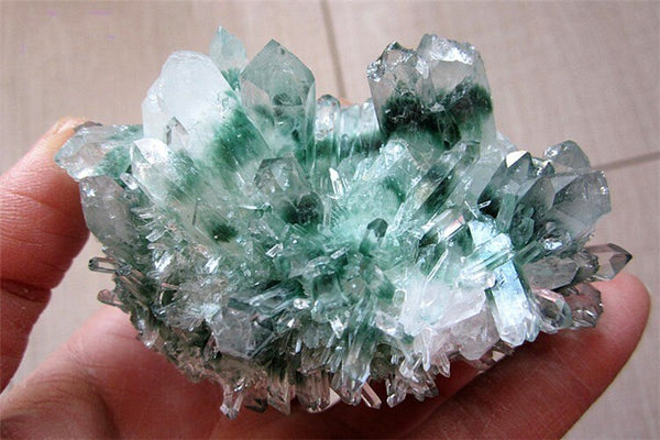 Green Ghost Quartz Crystal Cluster-ToShay.org