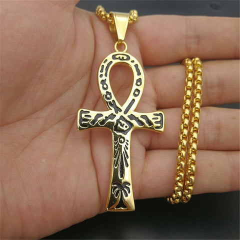 Gold Ankh Cross Pendant Necklace-ToShay.org