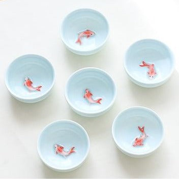 Goldfish Eggshell Celadon Tea Sets-ToShay.org