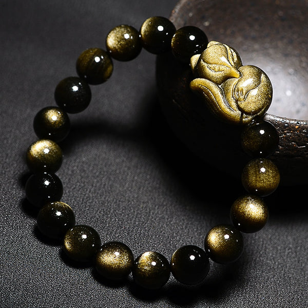 Black Gold Obsidian Fox Bracelet-ToShay.org