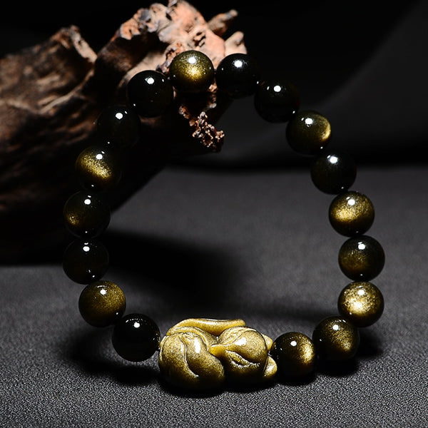 Black Gold Obsidian Fox Bracelet-ToShay.org