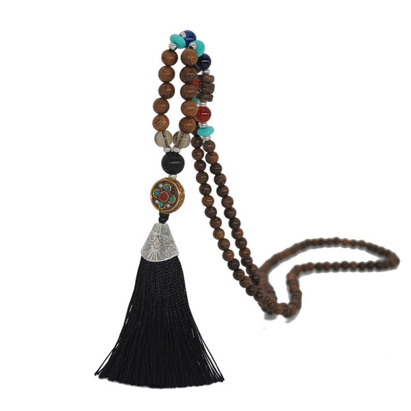 Wood Bead Tassel Necklaces-ToShay.org