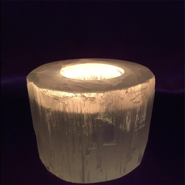White Selenite Candle Holder-ToShay.org