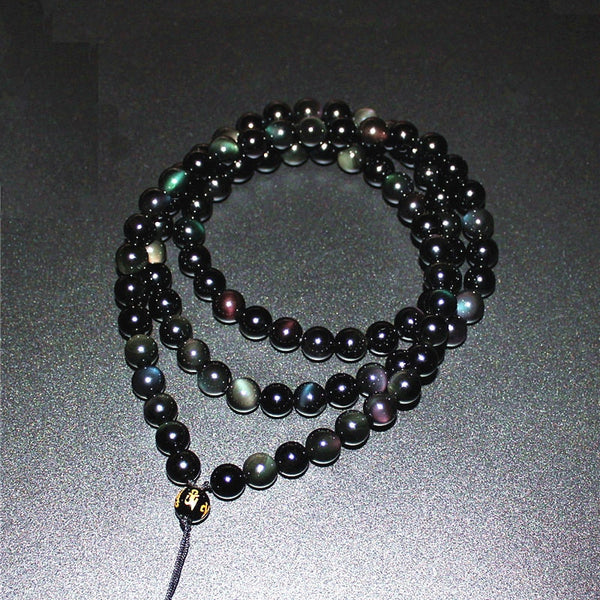 Rainbow Eye Obsidian Bead Necklace-ToShay.org