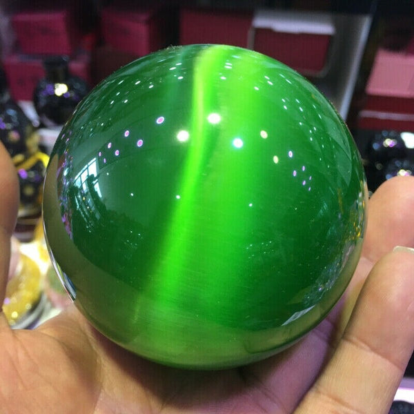 Green Cats Eye Crystal Ball-ToShay.org