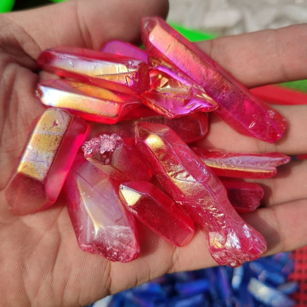 Rose Pink Aura Crystal Chips-ToShay.org