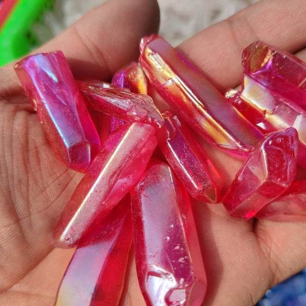 Rose Pink Aura Crystal Chips-ToShay.org