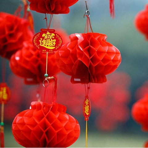 Red Chinese Honeycomb Lantern-ToShay.org