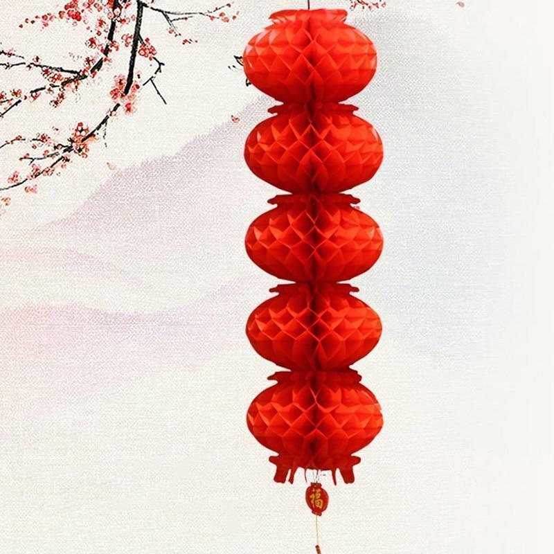 Red Chinese Honeycomb Lanterns-ToShay.org