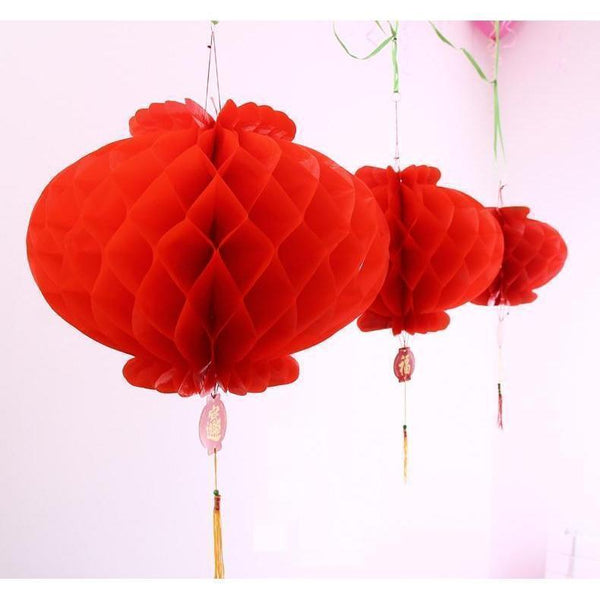 Red Chinese Honeycomb Lanterns-ToShay.org