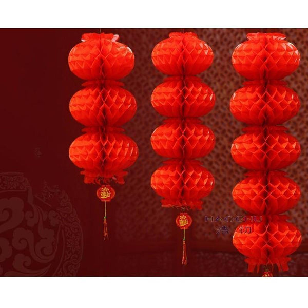 Red Chinese Honeycomb Lanterns-ToShay.org