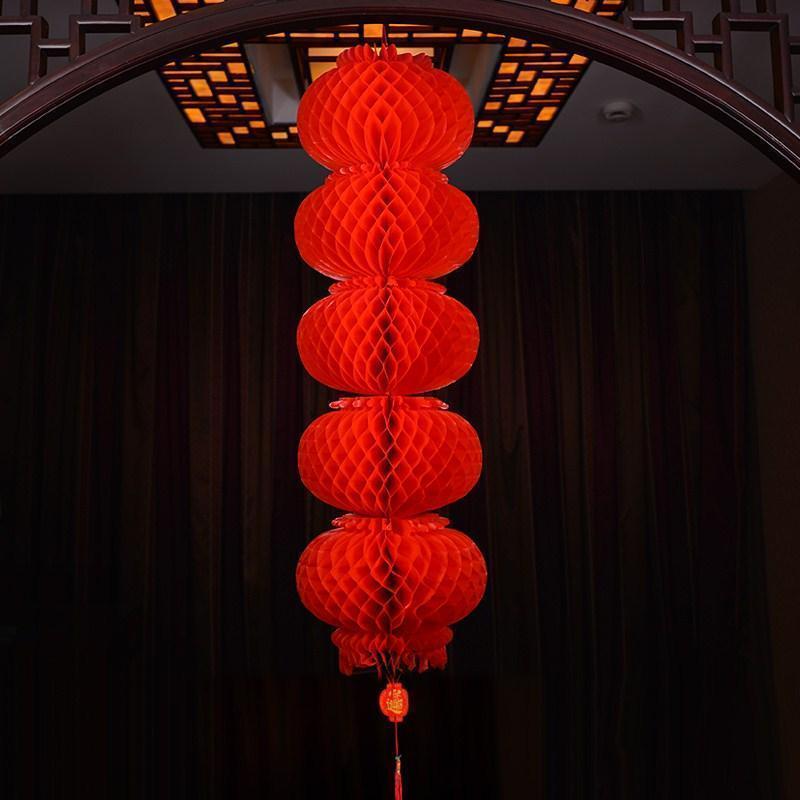 Red Chinese Honeycomb Lanterns-ToShay.org