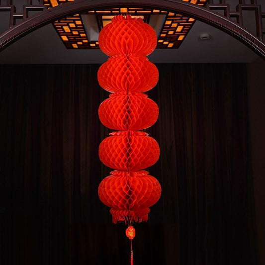 Red Chinese Honeycomb Lanterns-ToShay.org