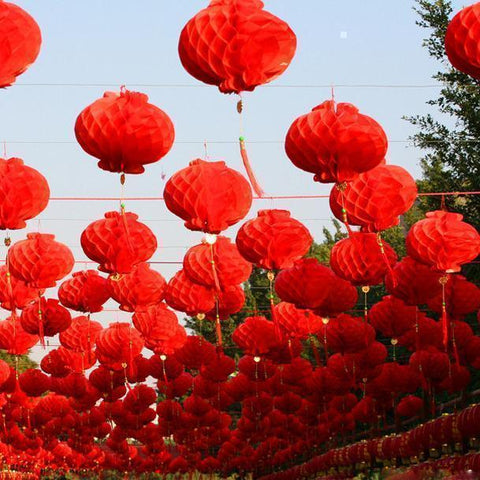 Red Chinese Honeycomb Lanterns-ToShay.org