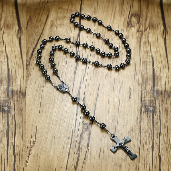 Steel Black Rosary Beads-ToShay.org
