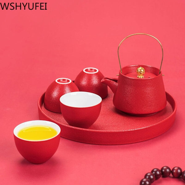 Red Ceramic Tea Set-ToShay.org